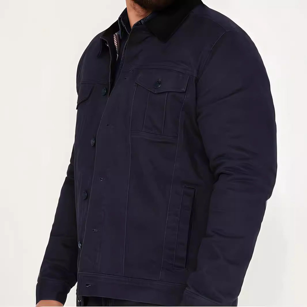 Herren Jacke Robust Baumwoll Winterjacke Schwarz