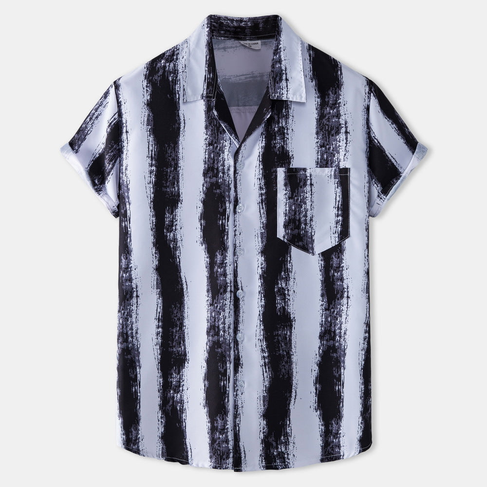 Herren Kurzarmhemd Modernes Pinselstrich Design - BerlinGlamour