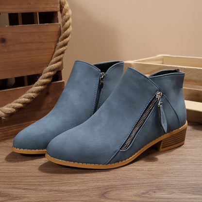 Damen Stiefeletten Elegant Reißverschluss Komfort Blockabsatz