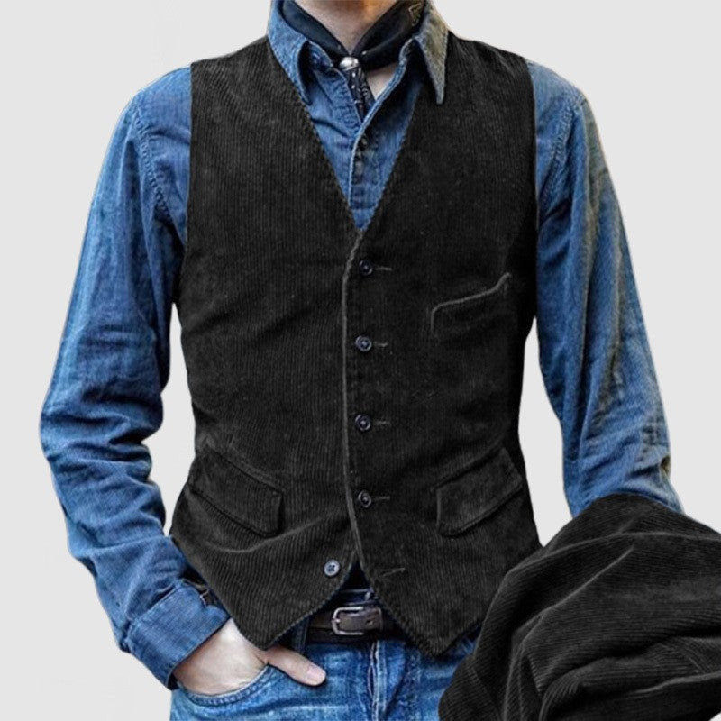 Herren Weste Leder schwarz Modern - BerlinGlamour