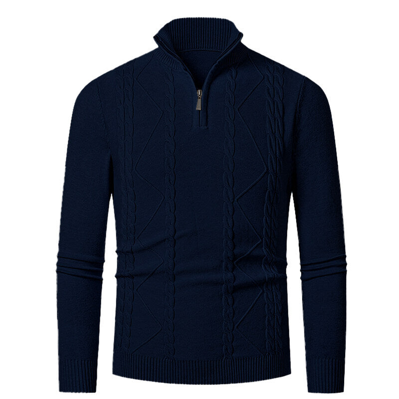 Herren Strickpullover Stehkragen Zopfmuster Modern