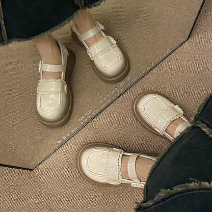 Damen Ballerinas Modisch Verstellbar mit Perlen Detail