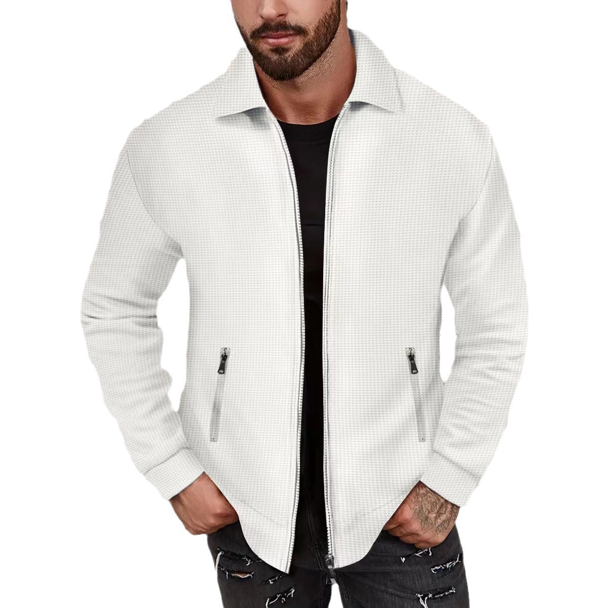 Herren Weste Leicht Baumwolle Reißverschluss Taschen Modern