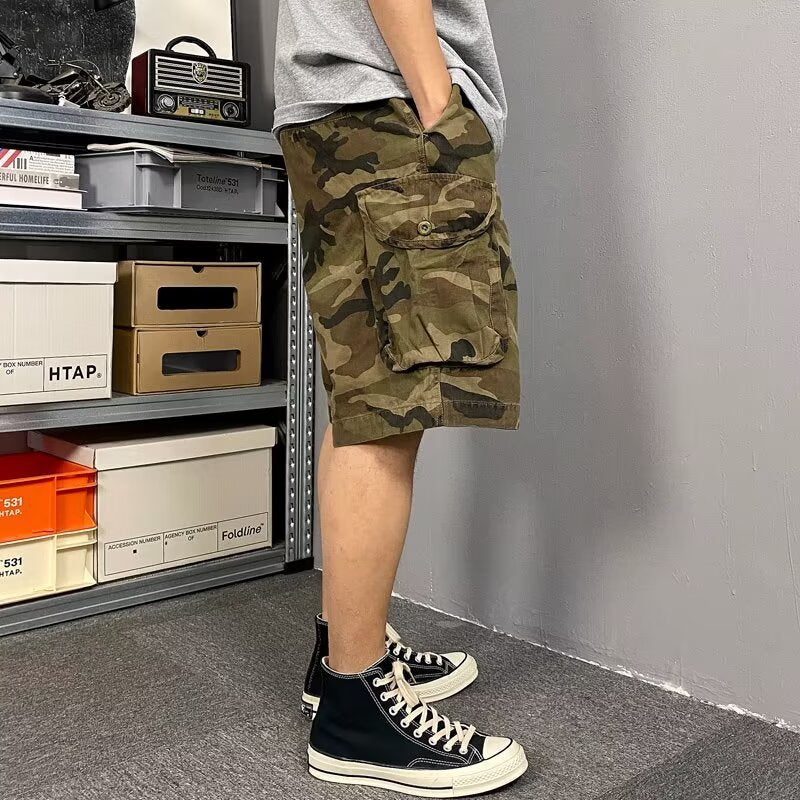 Herren Cargo Shorts Funktionale Seitentaschen Verstellbar
