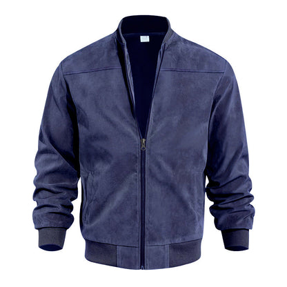 Herren Bomberjacke Modern Mikrofaser Schwarz Elegant