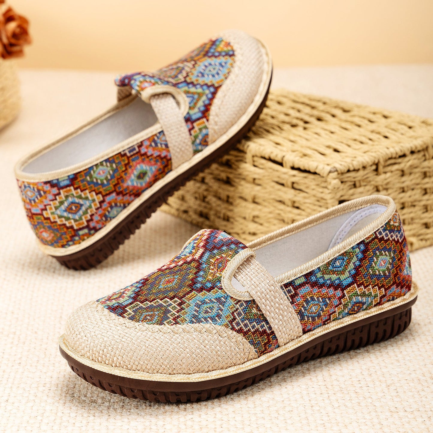 Damen Slip-On Schuhe Gemustert Elastisch Bequem