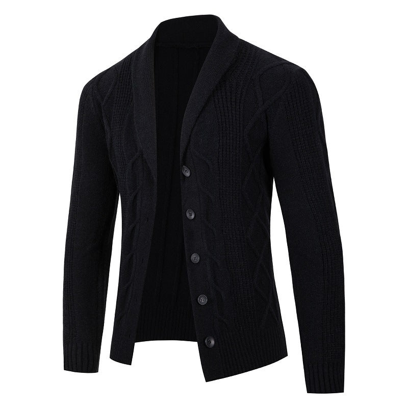Herren Strickjacke Modisch Kabelmuster Knopfleiste