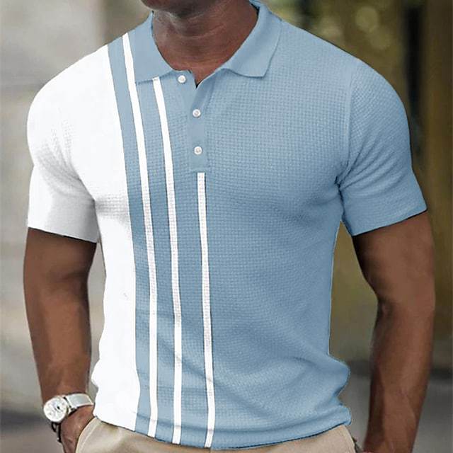 Herren Polohemd Sportlich Streifen Modern
