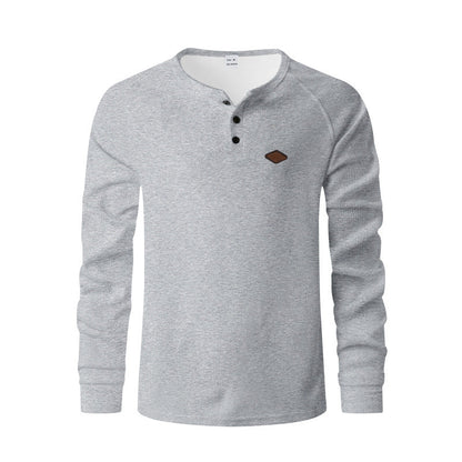 Herren Langarmshirt Weich Baumwolle Modern Knöpfe