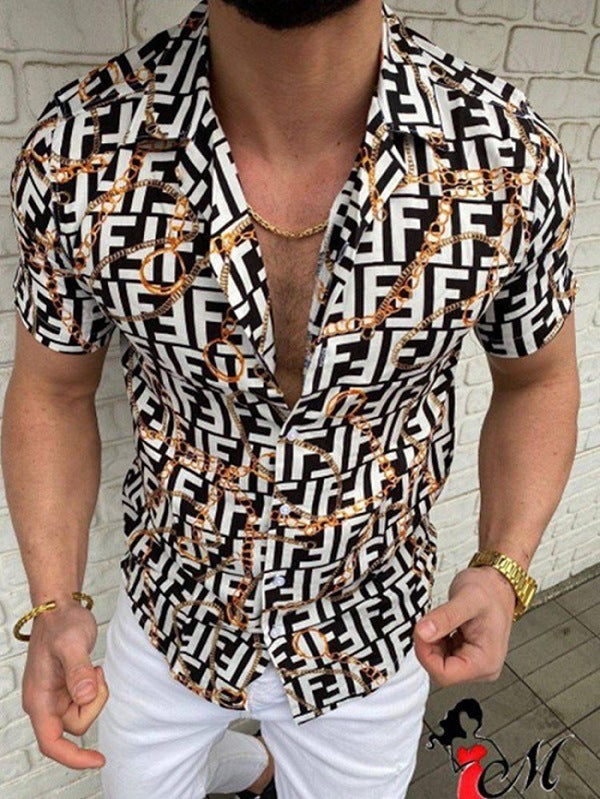 Herren Hemd Kurzarm Auffälliges Muster Berlin Style - BerlinGlamour