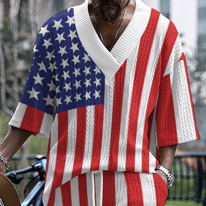 Herren T-Shirt Amerikanische Flagge Moderner Schnitt