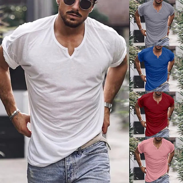 Herren T-Shirt V-Ausschnitt Atmungsaktiv Baumwolle Berlin Style - BerlinGlamour