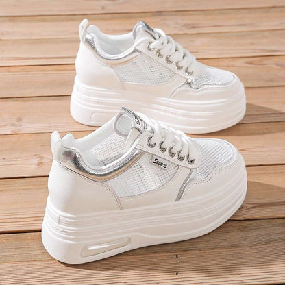 Damen Plateau Sneaker atmungsaktiv mit Mesh Obermaterial