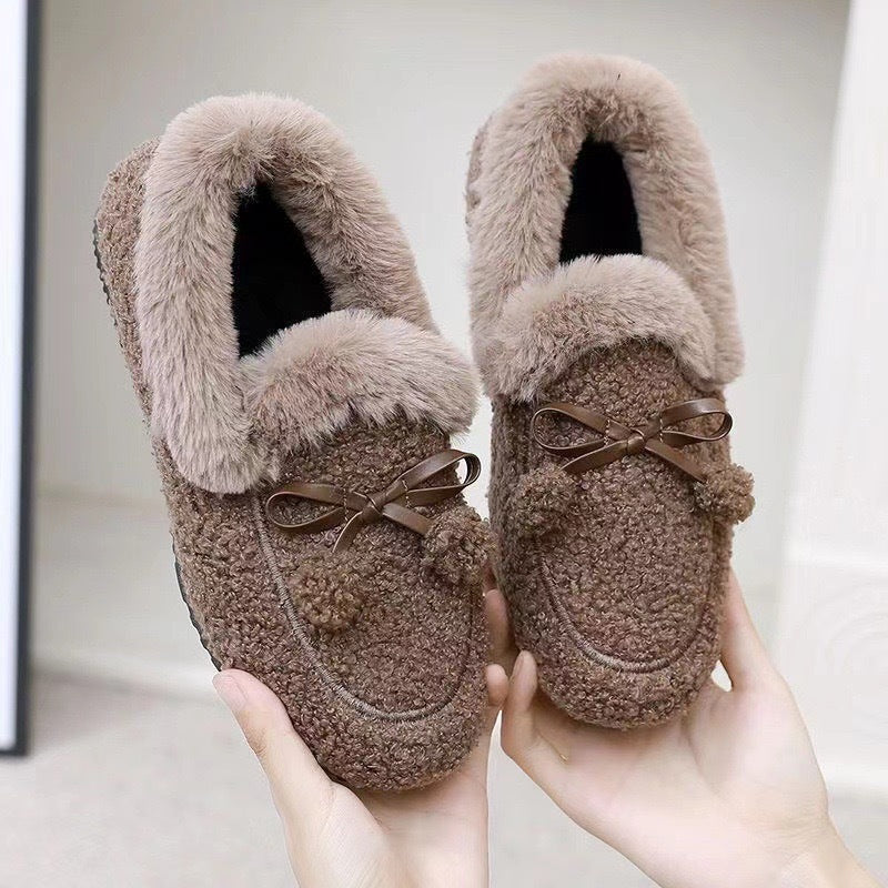 Damen Hausschuhe Flauschig Warm mit Elegantem Detail