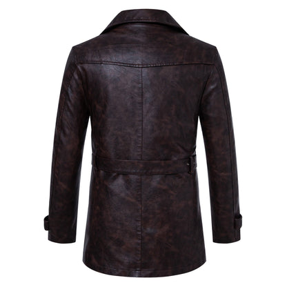 Herren Lederjacke Modern mit Reißverschluss Stehkragen Schwarz