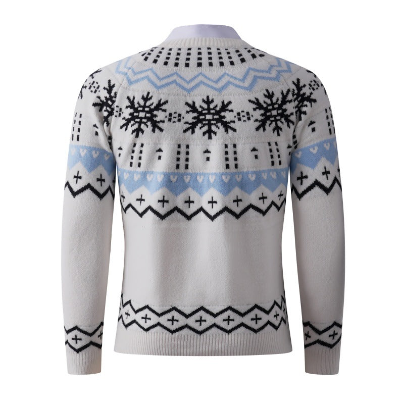 Herren Strickpullover Modern mit Schneemuster Grau