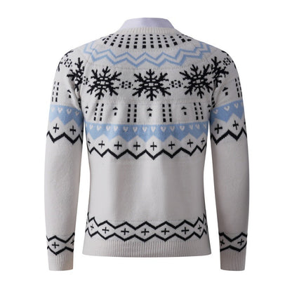 Herren Strickpullover Modern mit Schneemuster Grau
