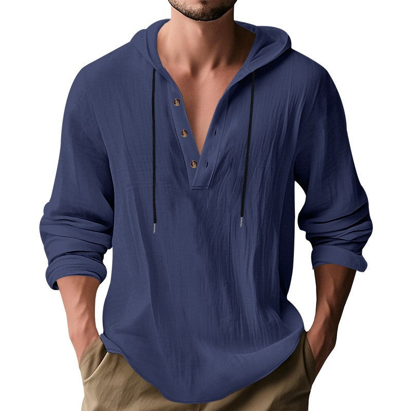 Herren Hoodie Langarm atmungsaktiv Modern mit Knopfdesign