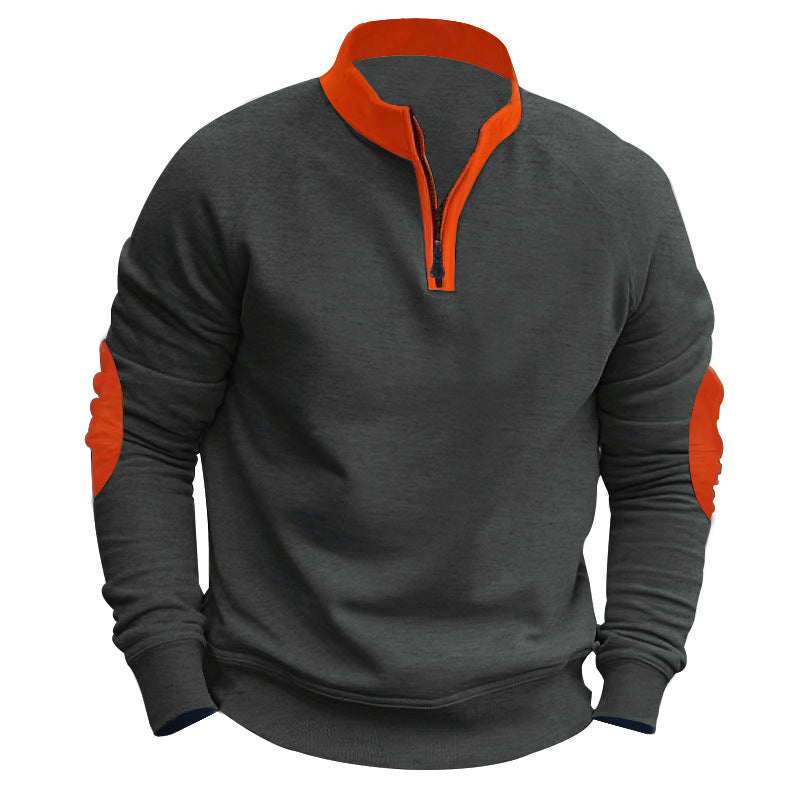 Herren Sweatshirt Reißverschluss Strukturiert Modern