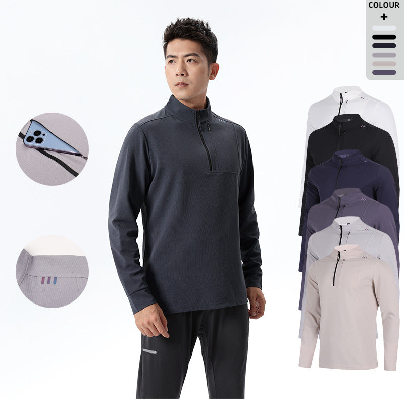 Herren Langarmshirt Funktionsshirt mit Reißverschluss Sportlich - BerlinGlamour
