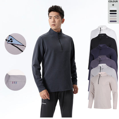 Herren Langarmshirt Funktionsshirt mit Reißverschluss Sportlich - BerlinGlamour