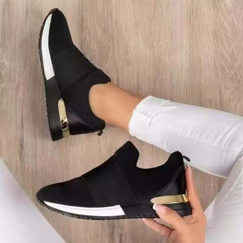 Damen Sneaker Sportlich Slip-On mit Gold Details - BerlinGlamour