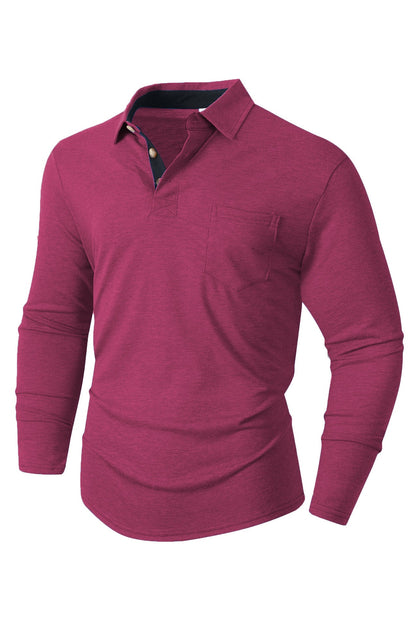 Herren Langarm Polo mit Kragen Design und Brusttasche Modern