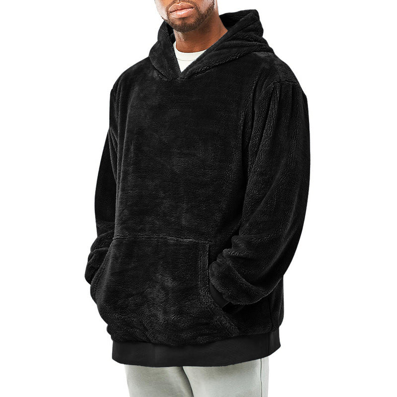 Herren Hoodie Kuschelig mit Kängurutasche und hoher Kragen