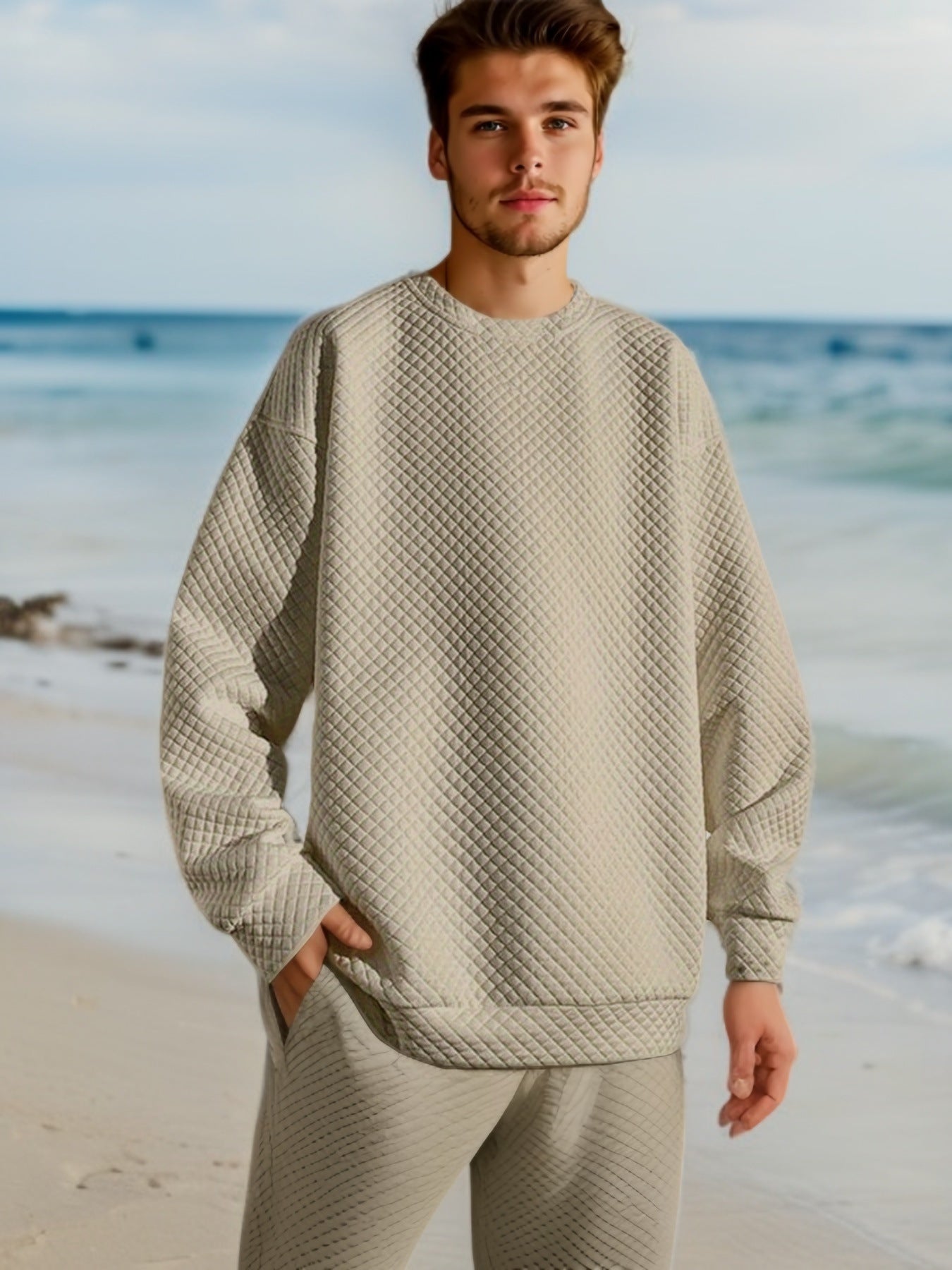 Herren Sweatshirt Steppmuster Lässig Modern