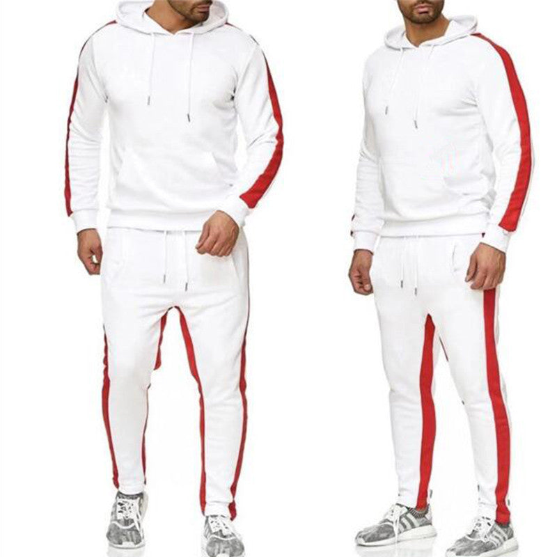 Herren Sportanzug Kapuzenjacke Jogginghose Kontraststreifen - BerlinGlamour