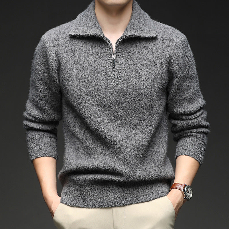 Herren Pullover Reißverschluss Kragen Warm