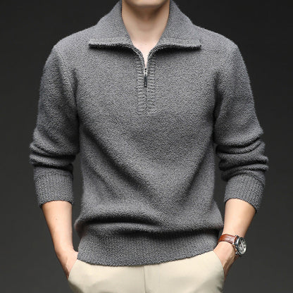 Herren Pullover Reißverschluss Kragen Warm