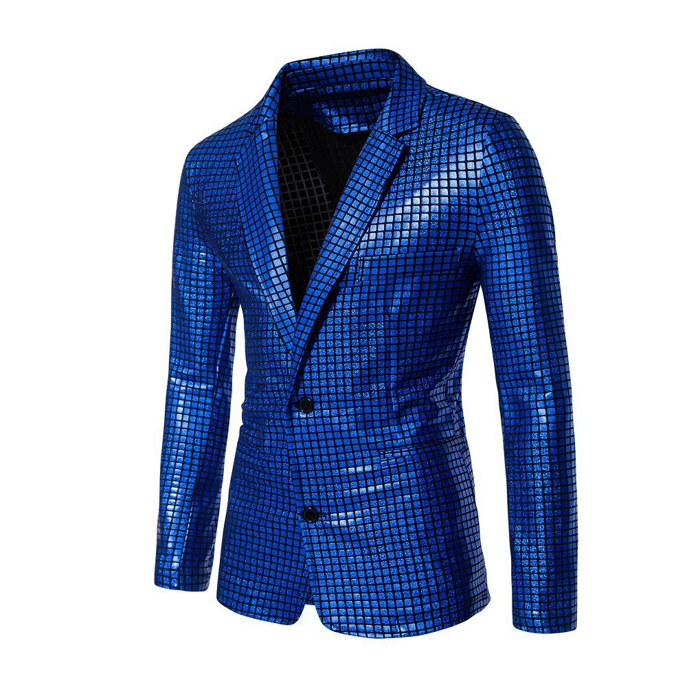 Herren Blazer Pailletten Glänzend Modern Schnitt