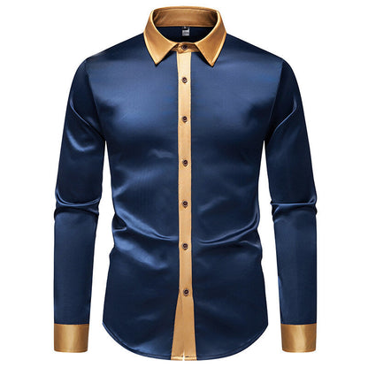Herren Hemd Langarm Modern Satin Details Elegант