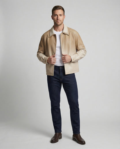 Lederjacke Herren Kastig Lederoptik Verlaufseffekt Modern