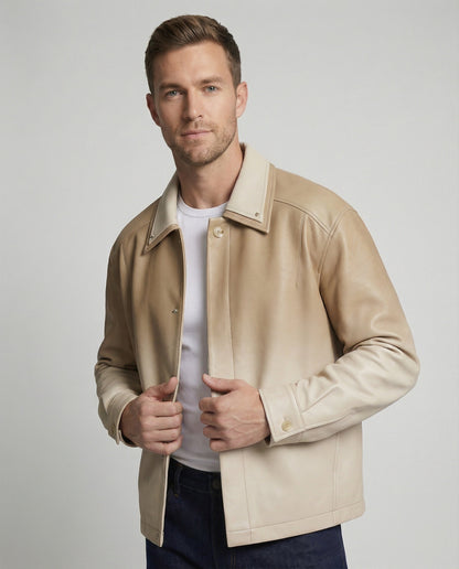 Lederjacke Herren Kastig Lederoptik Verlaufseffekt Modern - BerlinGlamour