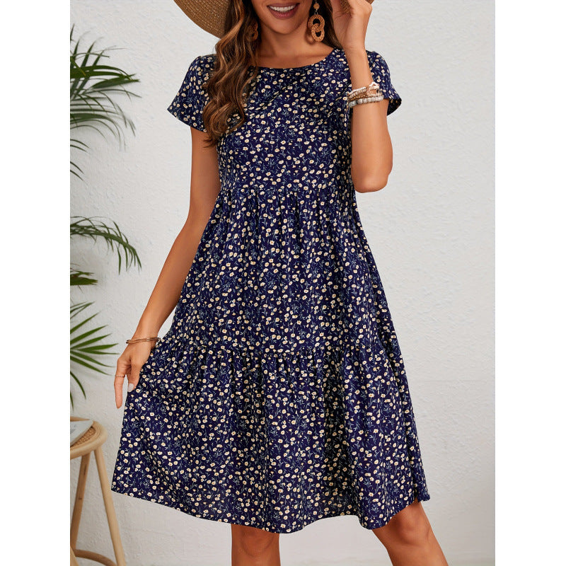 A-Linie Kleid Blumenmuster Damenkleid Elegant