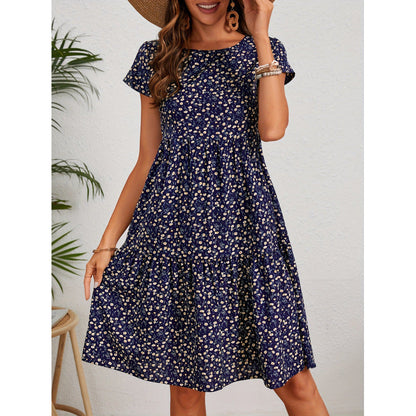 A-Linie Kleid Blumenmuster Damenkleid Elegant
