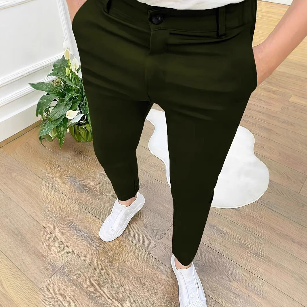 Herren SlimFit Hose Elastisch Mit Taschen Schwarz
