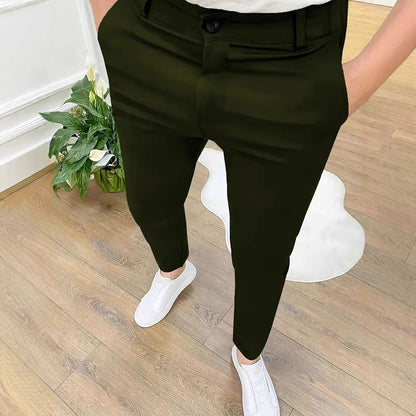 Herren Anzughose Slim Fit Hochwertig Elegant Schwarz