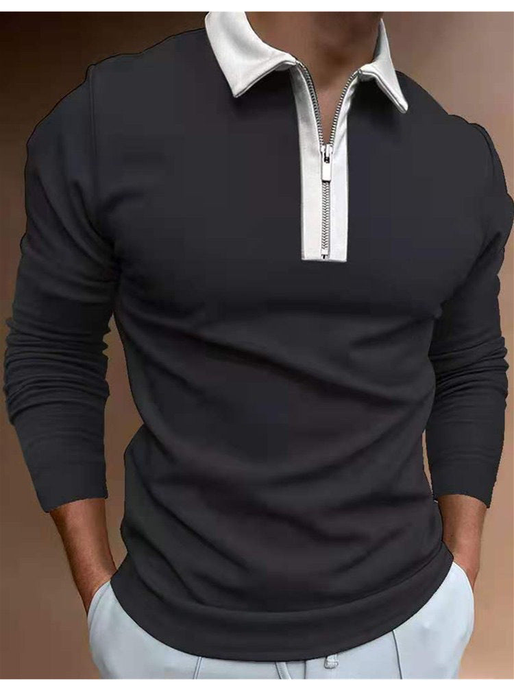 Herren Langarmshirt Modern Reißverschluss Oberteil