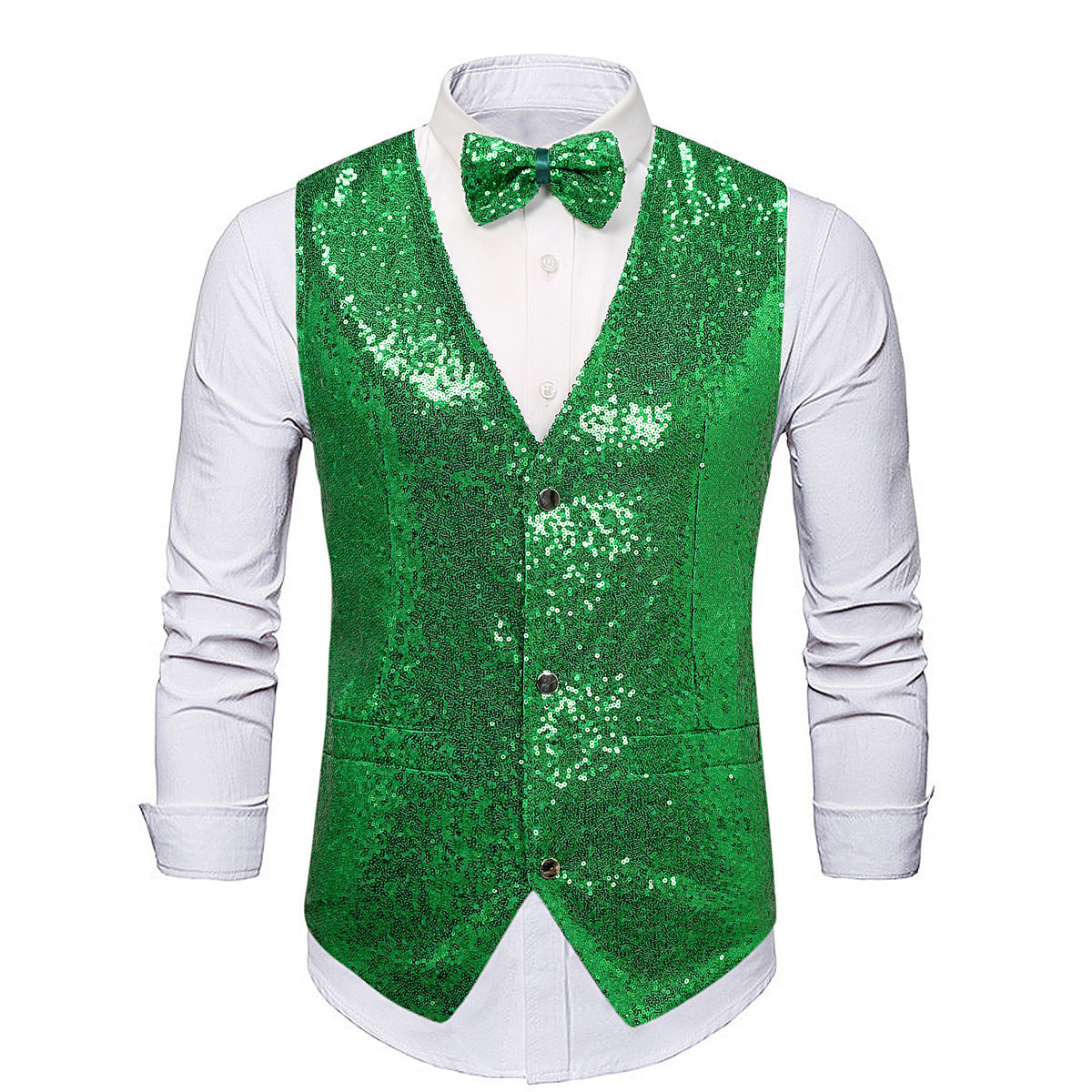 Herren Glitzer Weste Elegant Fliegenbinder