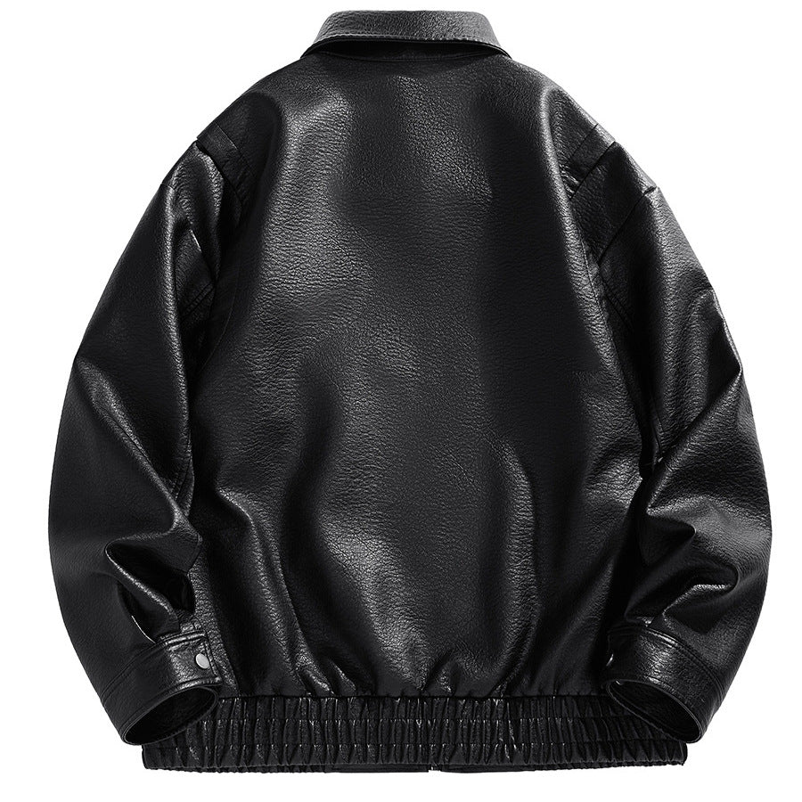 Lederjacke Herren Kurz Lederjacke Elastisch Mit Taschen