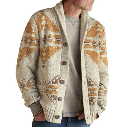 Herren Strickjacke Geometrisch Warm mit Weichem Innenfutter