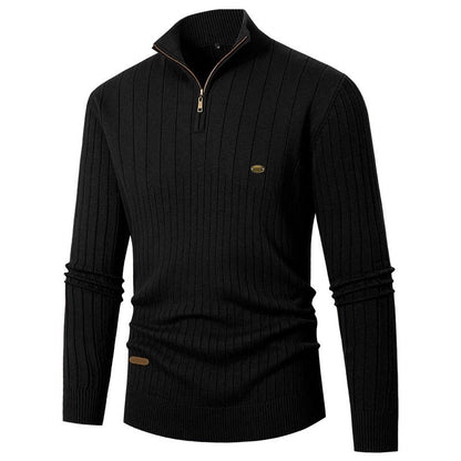 Herren Pullover mit Reißverschluss und feinem Rippdesign BerlinGlamour