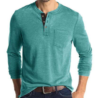 Herren Langarmshirt Modern Knopfdetails Elegant