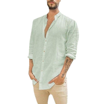 Herren Hemd Langarm Modern Stehkragen Strukturiert Elegant