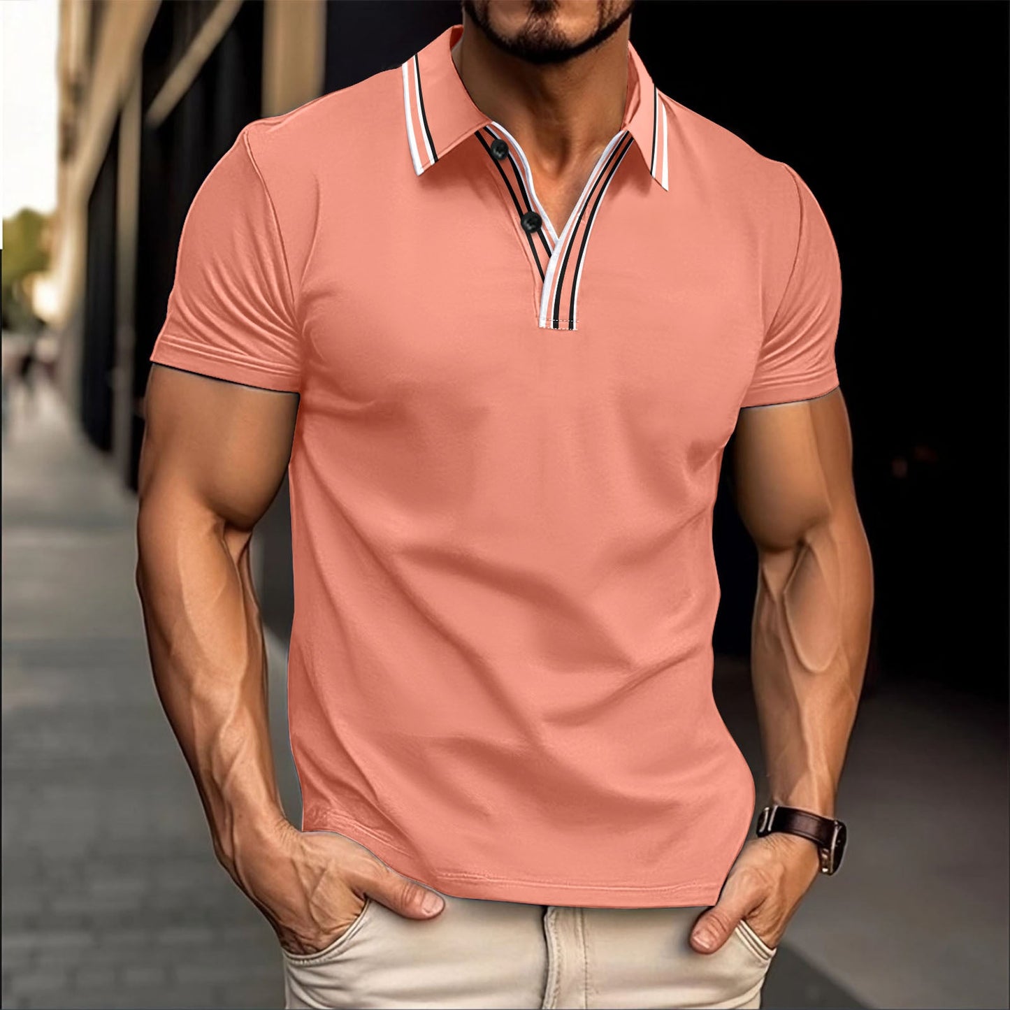 Herren Poloshirt Kurzarm Modern mit Knöpfen Elegantes Design - BerlinGlamour