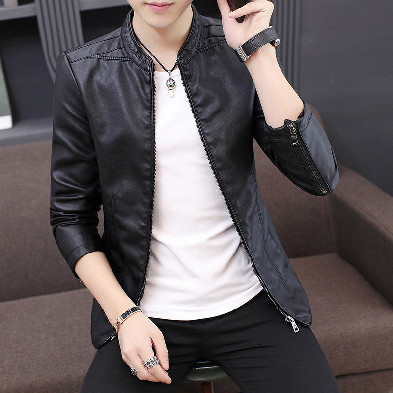 Herren Lederjacke Modern Slim Fit Schwarz