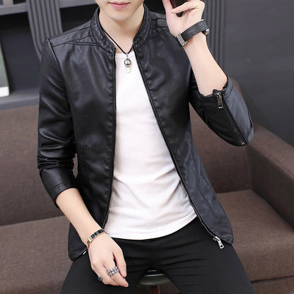 Herren Lederjacke Modern Slim Fit Schwarz